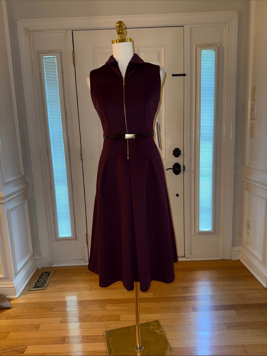Calvin Klein Dresses & Skirts - Calvin Klein Sleeveless Zip-Front Fit-and-Flare Dress in Plum